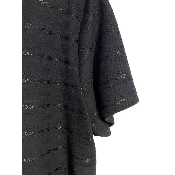 Sag Harbor Womens L Top Black on Black Textured Striped Short Sleeve Y2K Casual - Picture 8 of 9